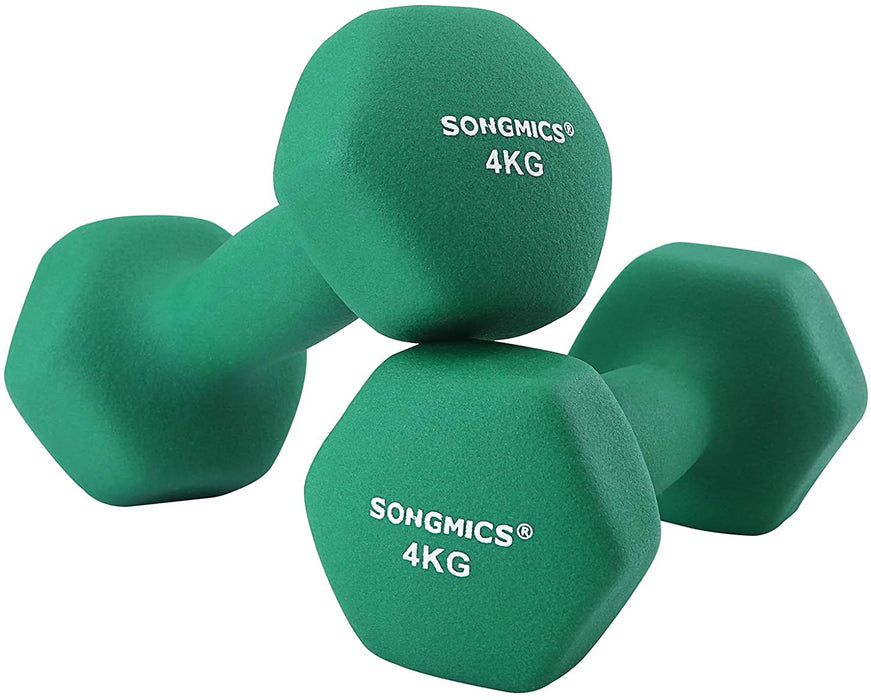 Nancy's Curtin Dumbbells - Halterset - Set Van 2 - 2 x 4 Kg - Korte Halters - Vinyl - Gietijzer - Groen