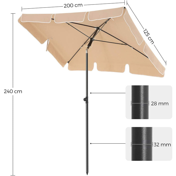 Nancy's Buck Point Parasol - Rechthoekig - Tuinparasol - Draagtas - Statief - Taupe - 2 x 1.5 m