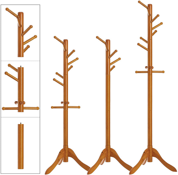 Nancy's Goldboro Kapstok - Kledingstandaard - 11 Haken - Massief Hout - Rubberhout - Boomvormig - Eiken - 57 x 57 x 172 cm