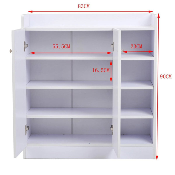 Medina Louisville Schoenenkast - Dressoir - 4 Opbergvakken - 2-Deurs - 83 x 30 x 90 cm - Wit - Bewerkt Hout