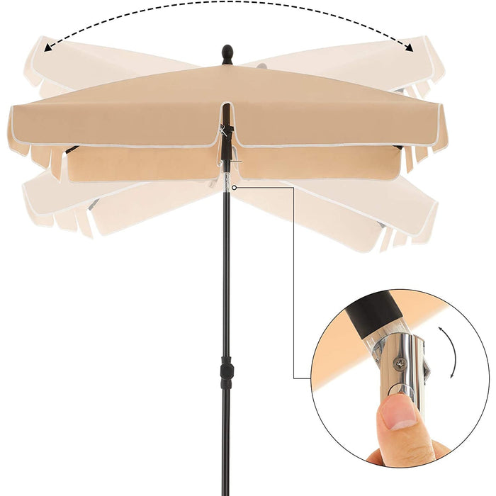 Nancy's Buck Point Parasol - Rechthoekig - Tuinparasol - Draagtas - Statief - Taupe - 2 x 1.5 m