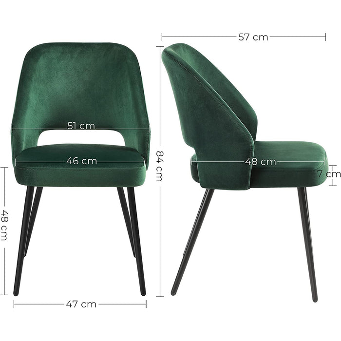 Nancy's Gardenville Eetkamerstoelen - Set Van 2 - Keukenstoelen - Gestoffeerd - Fluweel - Metaal - Groen - 51 x 57 x 84 cm