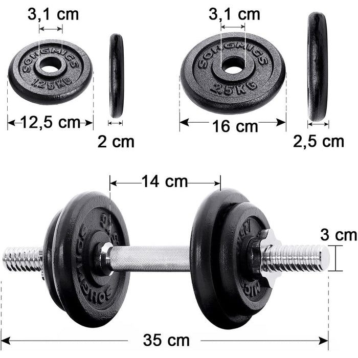 Nancy's Cameron Halterset - Anti-Slip - Gekarteld - Set Van 2 - 30 kg - Ijzer - Zwart - Zilver