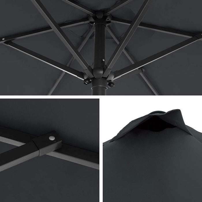 Nancy's Heber Parasol - Marktparasol - Tuinparasol - UV-Bescherming - UPF 50+ - Metaal - Buigbaar - Grijs - 200 cm