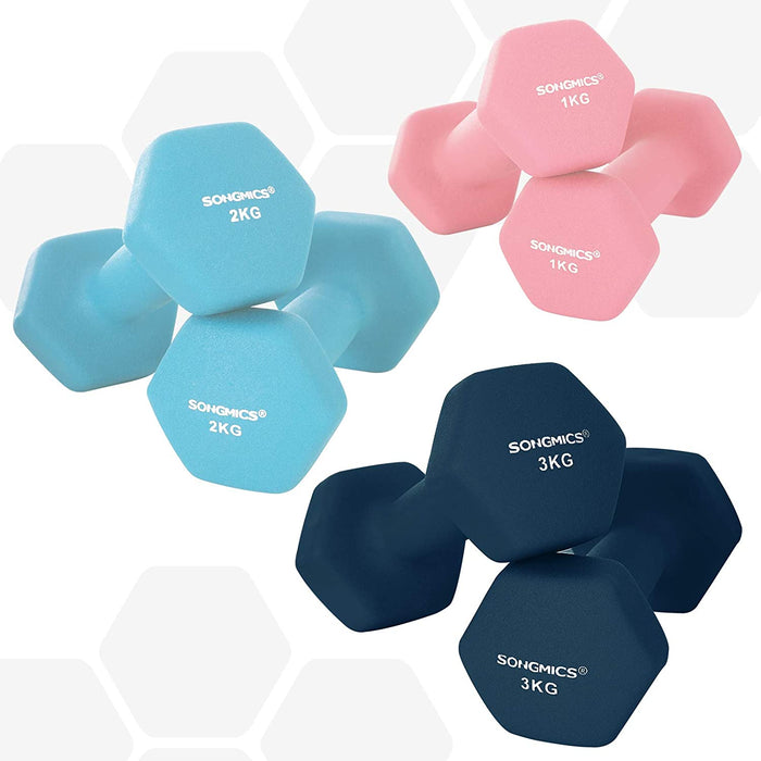 Nancy's Curran Halterset - Dumbbells - Halterstandaard - Hexagon - 2 x 1 kg - 2 x 2 kg - 2 x 3 kg