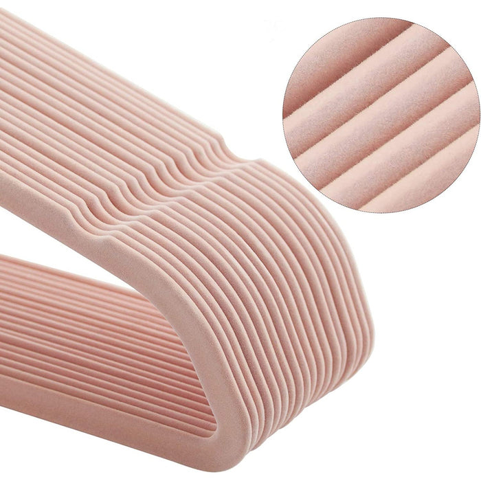 Nancy's Fodhla Kledinghangers - 50 Stuks - Fluweel - Anti-Slip - Ruimtebesparend - Roze - Goud - 45 x 0,6 x 23,5 cm