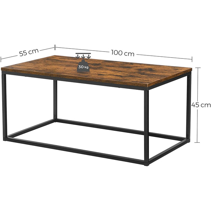 Nancy's Bullock Salontafel - Koffietafel - Rechthoekig - Industrieel - Bruin - Zwart - Bewerkt Hout - Metaal - 100 x 55 x 45 cm