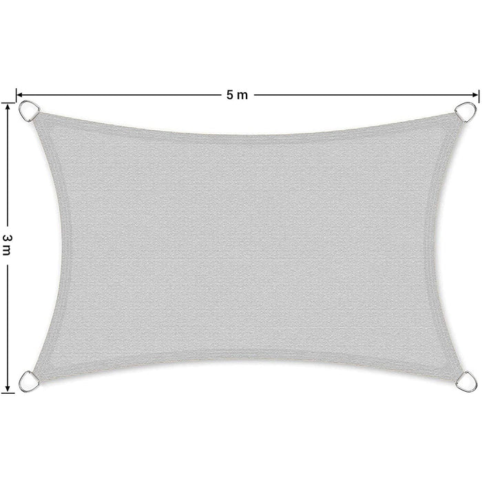 Nancy's Cloverleaf Zonnezeil - Zonwering - Scheurvast - Weerbestendig - UV-Bescherming - Luchtdoorlatend - Overkapping - Kunststof - Rookgrijs - 3 x 5 m