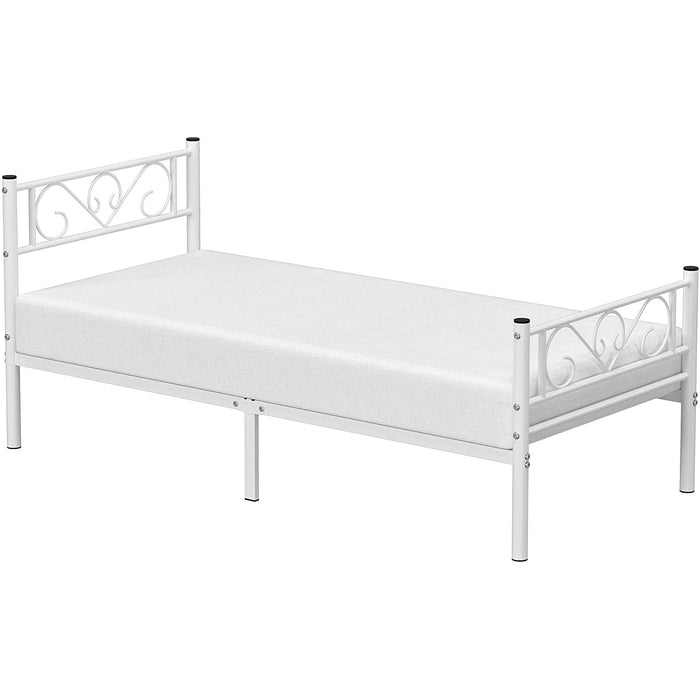 Nancy's Centralia Eenpersoonsbedframe - Metalen Bedframes - Wit - Past op een matras van 90 x 190 cm