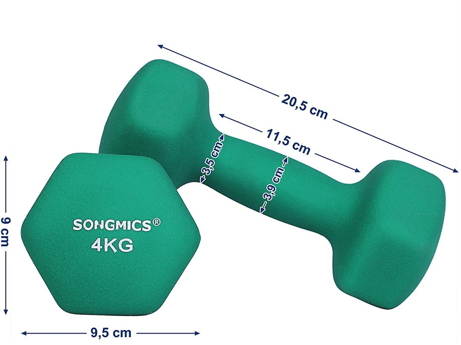 Nancy's Curtin Dumbbells - Halterset - Set Van 2 - 2 x 4 Kg - Korte Halters - Vinyl - Gietijzer - Groen