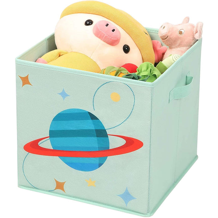 Nancy's Fracville Opbergdozen - Kinderkamer - Set Van 3 - Vouwboxen - Stof - Handvaten - Blauw - Groen - Roze - 30 x 30 x 30 cm