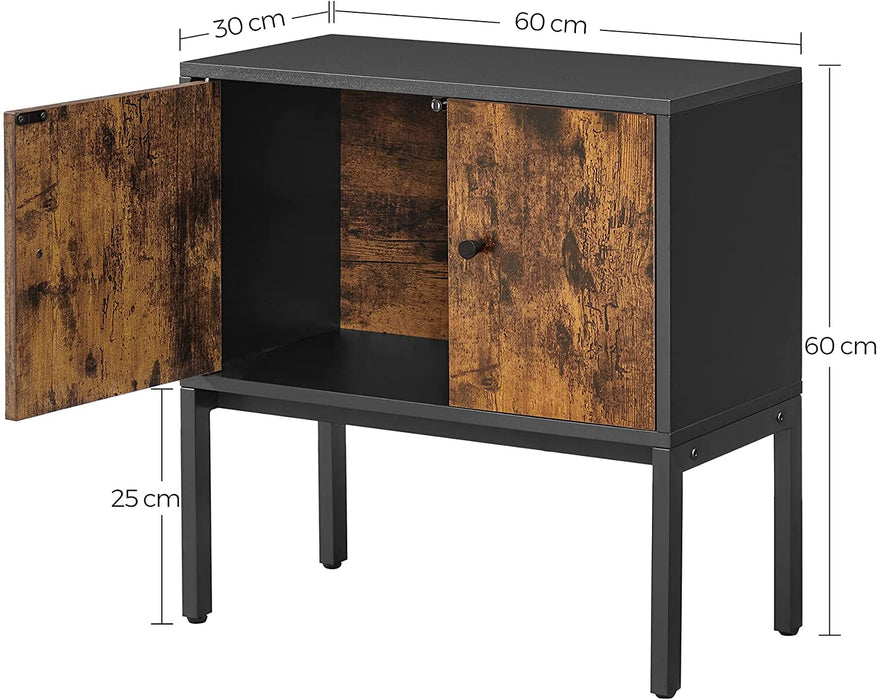 Nancy's Consecon Dressoir - Keukenkast - Opbergkast - Industrieel - Metaal - Bewerkt Hout - Bruin - Zwart - 60 x 30 x 60 cm