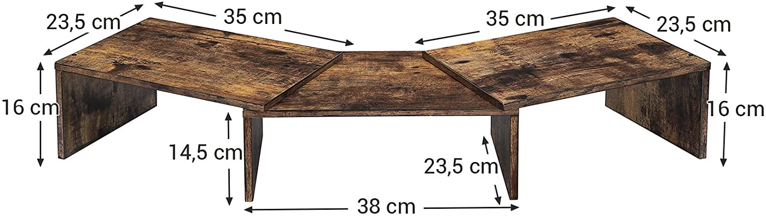 Nancy's Chappise Monitorstandaard - Multifunctioneel - Driedelig - Bruin - Organizer - Bewerkt Hout - 90,7 x 23,6 x 11,7 cm