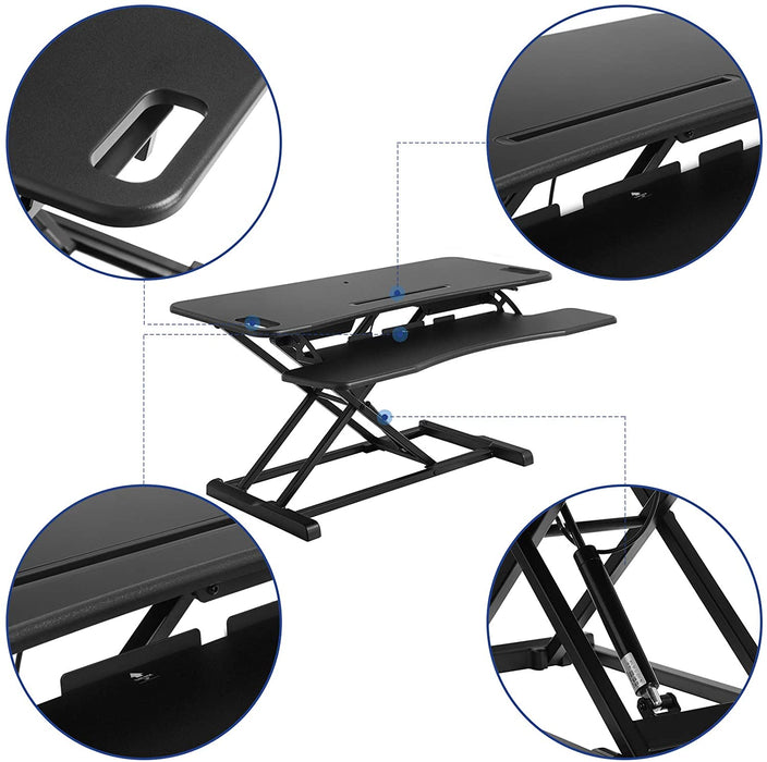 Nancy's Conway Monitorstandaard - Hoogte Verstelbaar - Zit-Sta - Ergonomisch - Zwart - Bewerkt Hout - Toetsenbordblad - 95 x 40 cm