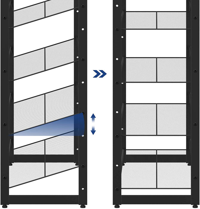 Nancy's Charlemont Schoenenrek - 12 Niveaus - 48-60 Paar Schoenen - Metaal - Verstelbare Planken - Zwart - 92,5 x 30,7 x 223 cm