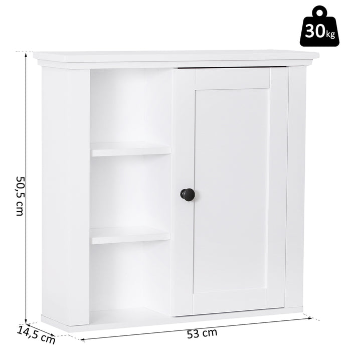 Medina Home Benicia Badkamerkast - Wandkast - Opbergkast - Verstelbare Plank - 3 Niveaus - Wit - 53 x 14,5 x 50,5 cm