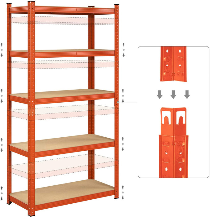 Nancy's Catarina Opbergrek - Opbergkast - met 5 Niveaus - Rechthoekig - Oranje - 180 x 90 x 40 cm