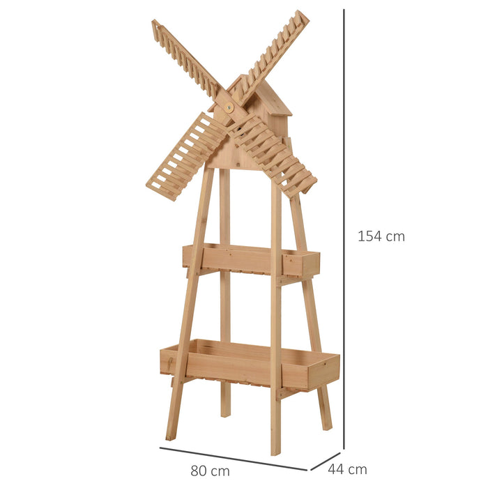 Medina Lewiston Plantentrap - Windmolen - Bloemstandaard - Dennenhout - Naturel - 80 x 44 x 154 cm