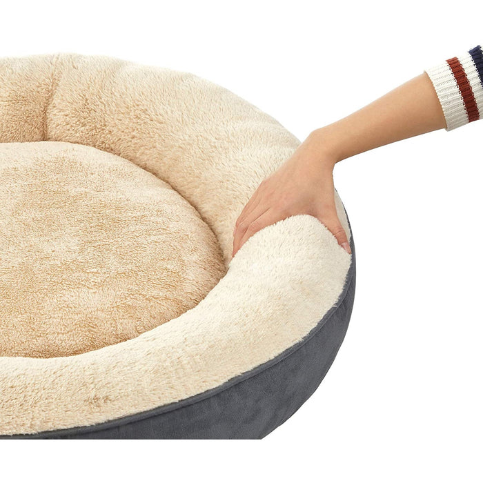 Nancy's Fraleck Hondenbed - Dierenbed - Kattenbed - Donut - Donkergrijs - Beige - Suède - 60 x 18 cm