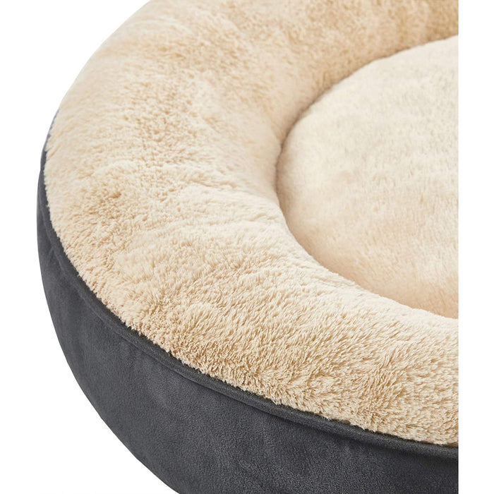 Nancy's Fraleck Hondenbed - Dierenbed - Kattenbed - Donut - Donkergrijs - Beige - Suède - 60 x 18 cm