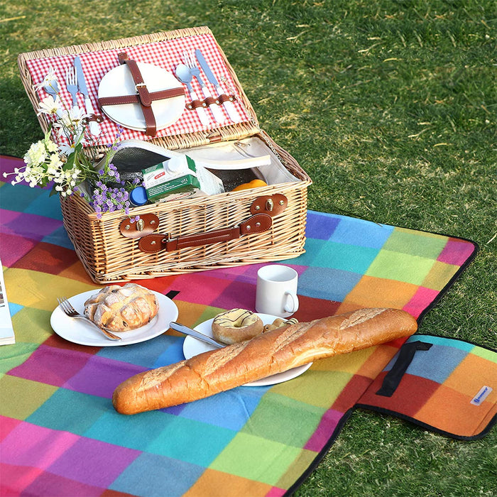 Nancy's Gow Point Picknickkleed - Stranddeken - Geruit - Waterdichte Onderkant - Draagbaar - Bont - 195 x 150 cm