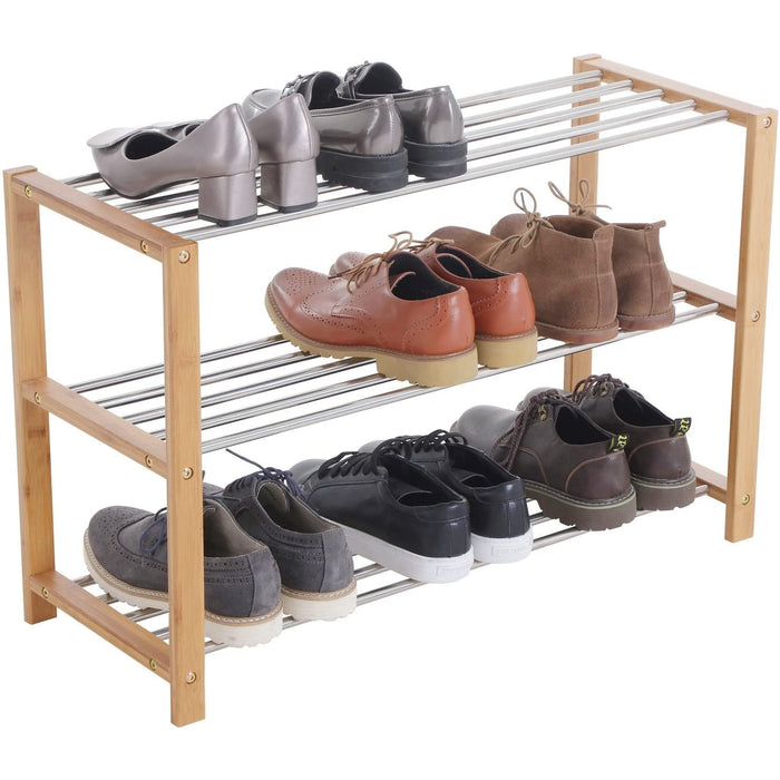 Nancy's Brickley Schoenenrek - 3 Niveaus - Schoenen Organizer - Natuurlijk - Wit - 80 x 50 x 30 cm