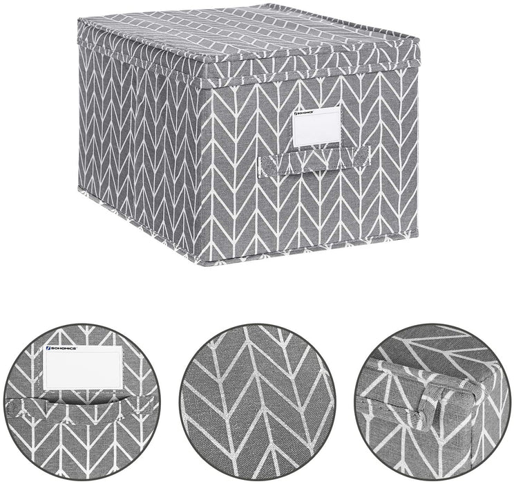 Nancy's Cardwell Opbergdozen - Set Van 3 - Labelhouders - Stof - Grijs - Opvouwbaar - 40 x 30 x 25 cm