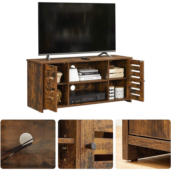 Nancy's Cantor TV-Meubel - TV-Kast - Open Vakken - 2 Deuren - Verstelbare Planken - 43 Inch TV's - Bruin - Zwart - Bewerkt Hout - Metaal - 110 x 40 x 50 cm