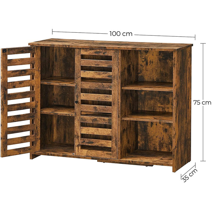 Nancy's Camperdown Dressoir - Buffetkast - Keukenkast - Verstelbare Plank - 3 Open Vakken - Bruin - Bewerkt Hout - 100 x 35 x 75 cm