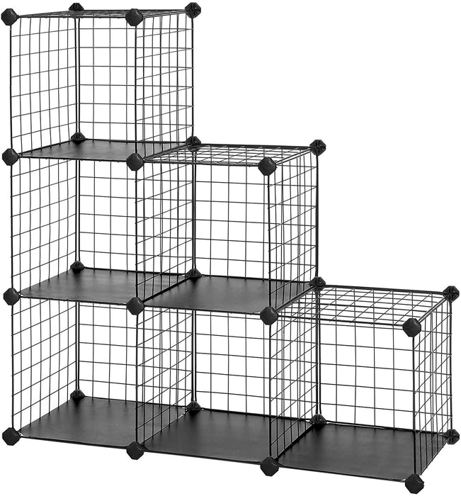 Nancy's Charlton Opbergrek - Schoenenrek - Draadraster - 6 Kubussen - Zwart - Kunststof - 93 x 93 x 31 cm