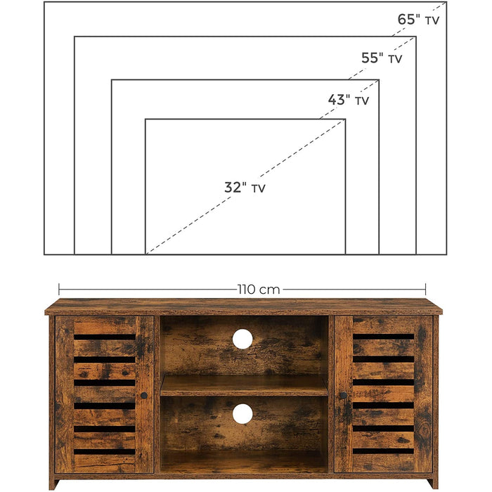 Nancy's Cantor TV-Meubel - TV-Kast - Open Vakken - 2 Deuren - Verstelbare Planken - 43 Inch TV's - Bruin - Zwart - Bewerkt Hout - Metaal - 110 x 40 x 50 cm