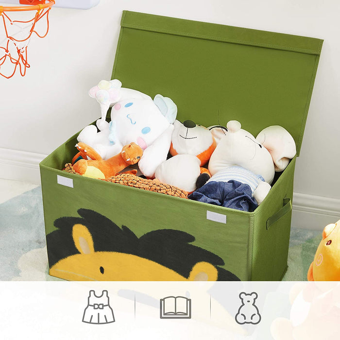 Nancy's Elk River Opbergdoos - Speelgoed Organizer - Vouwdoos - Stoffen Doos - 2 Handvatten - Deksel - Kinderkamers - Groen - Geel - 60 x 35 x 38 cm