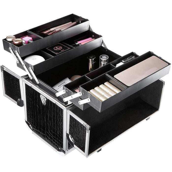 Nancy's Brewley Beautycase - Make-up Doos - Opslag - Zwart - Zilver - MDF - 36,5 x 35 x 22 cm