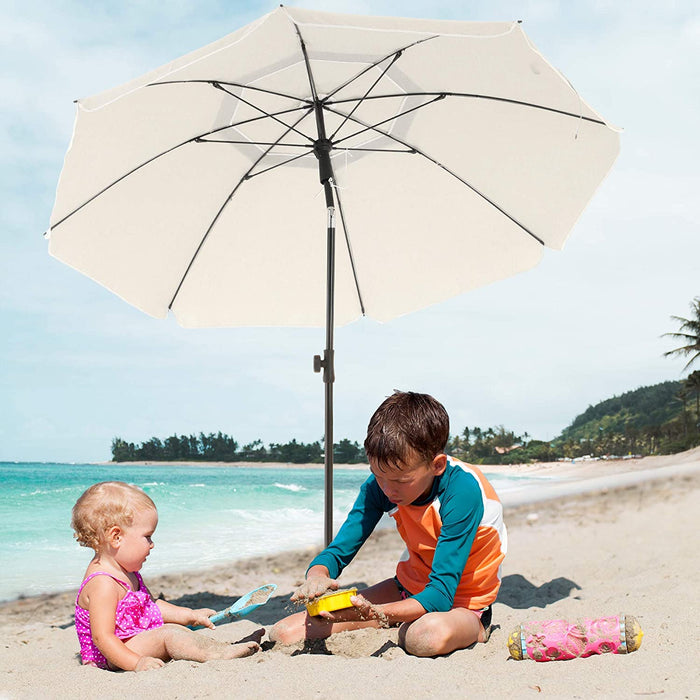 Nancy's Frog Lake Parasol - Strandparasol - Kantelmechanisme - Achthoekig - Polyester - Draagtas - Beige - 1.6 m