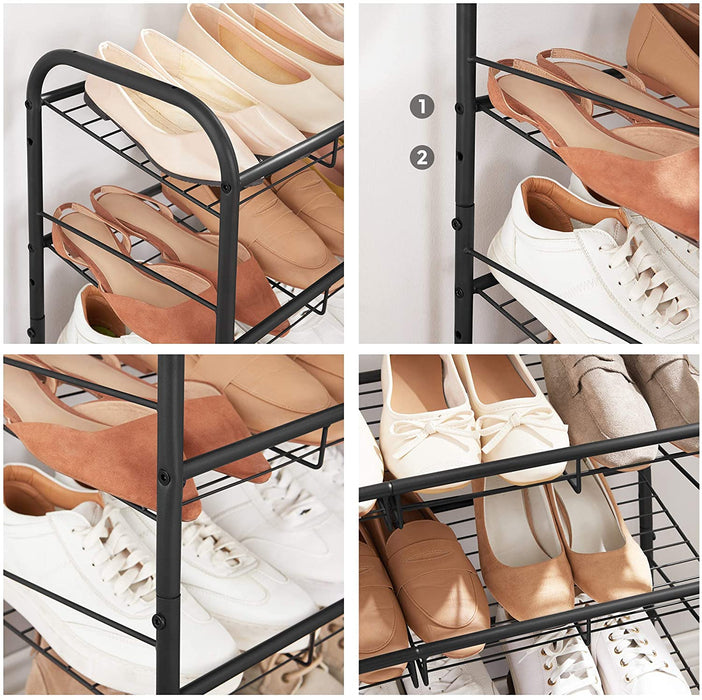 Nancy's Charland Schoenenrek - Schoenen Organizer - 3 Niveaus - Max 12 Paar Schoenen - Staal - Zwart - 68,5 x 27,5 x 49,5 cm