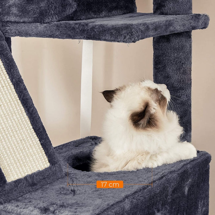 Nancy's Corbeil Krabpaal - Kattenboom - Hangmat - Grot - Pluche - Sisal - 7 Niveaus - Rookgrijs -  60 x 50 x 206 cm