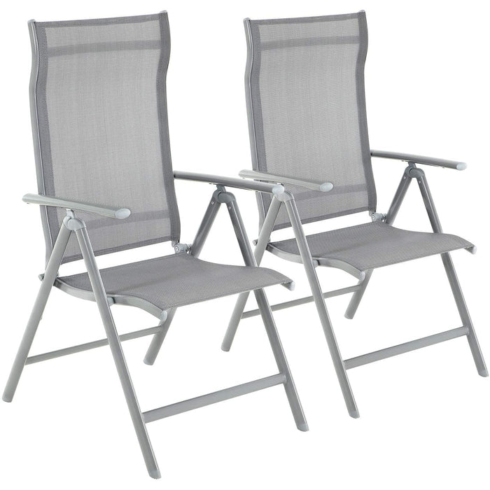 Nancy's Sachse Tuinstoelen - Set Van 2 - Klapstoelen - Buitenstoelen - Aluminium Frame - Rugleuning - Verstelbaar - Zwart/Grijs