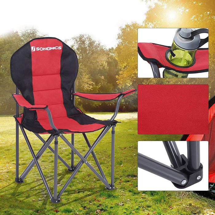 Nancy's Foley Campingstoel - Klapstoel - Flessenhouder - Outdoor - Schuim - Rood - Zwart - Ijzer - Stof - ‎90 x 55 x 102 cm