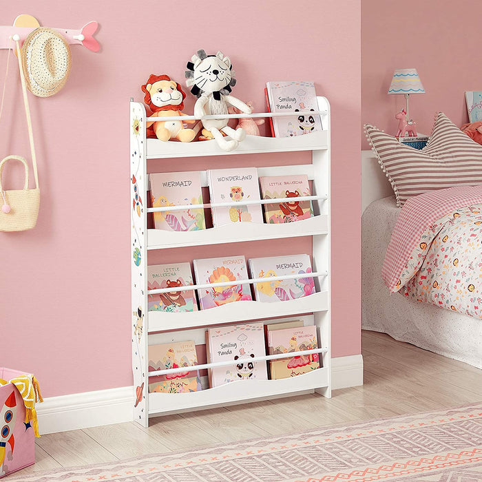 Nancy's Forbes Boekenkast - Voor Kinderen - 4 Planken - Kinderkamer - Boekenplank - Wit - MDF - Metaal - 80 x 11,5 x 118,8 cm