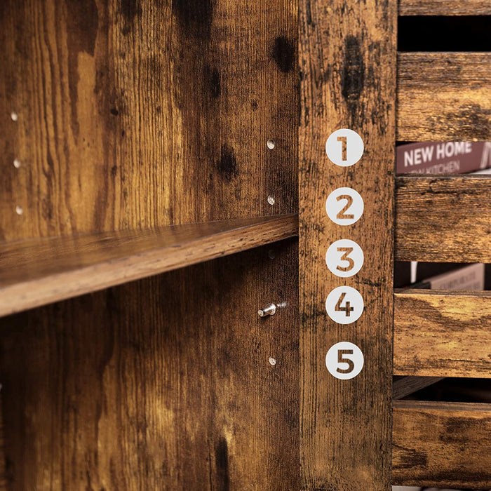 Nancy's Chaswood Dressoir - Sideboard - 2 Deuren - Open Vakken - Opbergruimte - Bewerkt Hout - Metaal - Bruin - Zwart - 110 x 33 x 75 cm