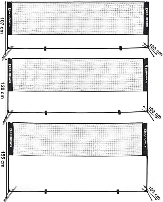 Nancy's Fullarton Badmintonnet - Tennisnet - Hoogte Verstelbaar - Ijzer Frame  - Transporttas - Blauw - Zwart - Geel