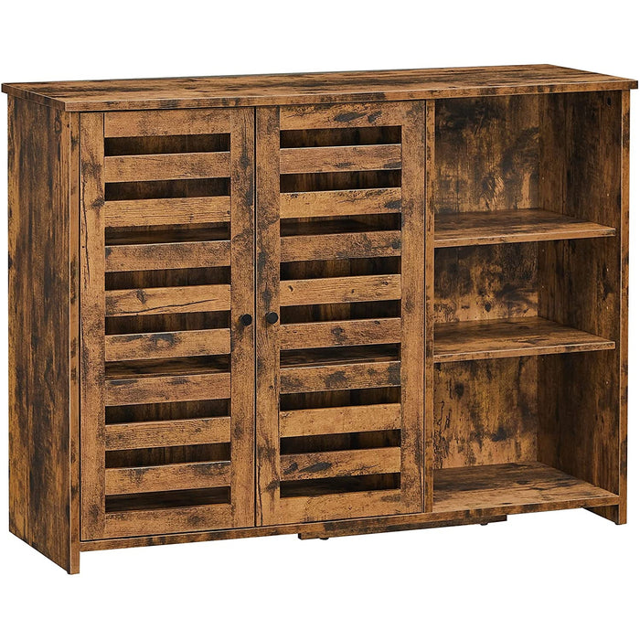 Nancy's Camperdown Dressoir - Buffetkast - Keukenkast - Verstelbare Plank - 3 Open Vakken - Bruin - Bewerkt Hout - 100 x 35 x 75 cm