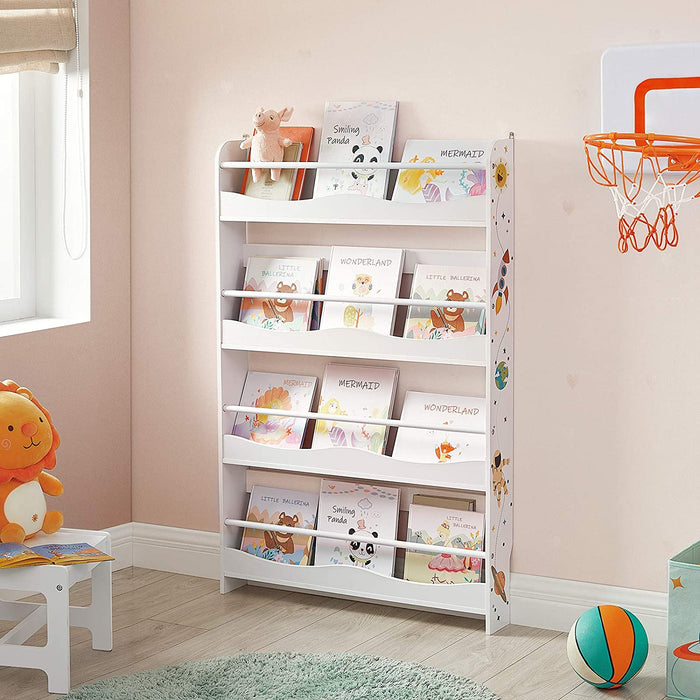 Nancy's Forbes Boekenkast - Voor Kinderen - 4 Planken - Kinderkamer - Boekenplank - Wit - MDF - Metaal - 80 x 11,5 x 118,8 cm