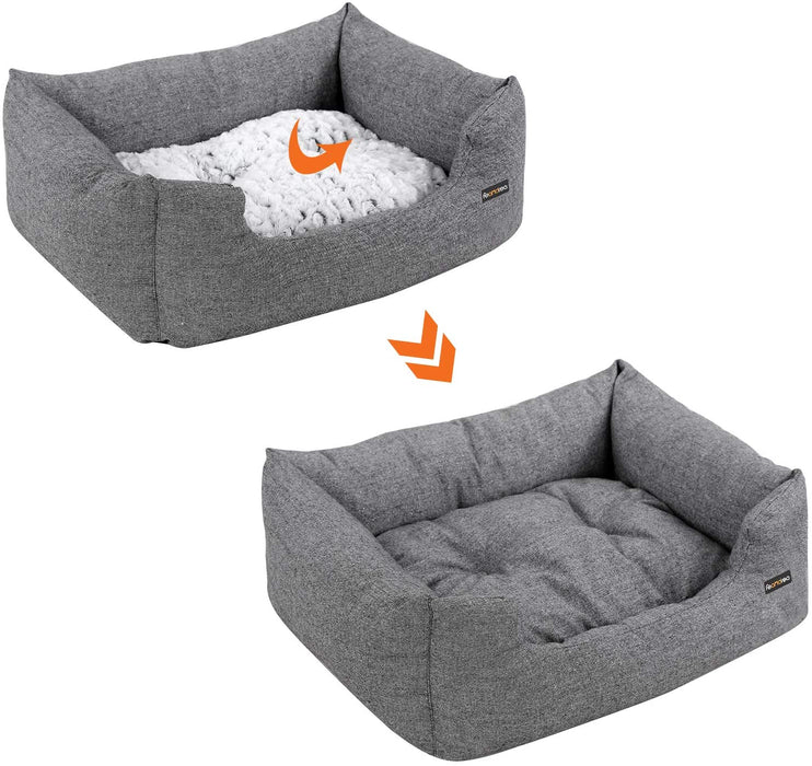 Nancy's Cavendish Dierenbed - Hondenbed - Hondenmand - Omkeerbaar Kussen - Antislip - Grijs - Wit - 60 x 50 cm