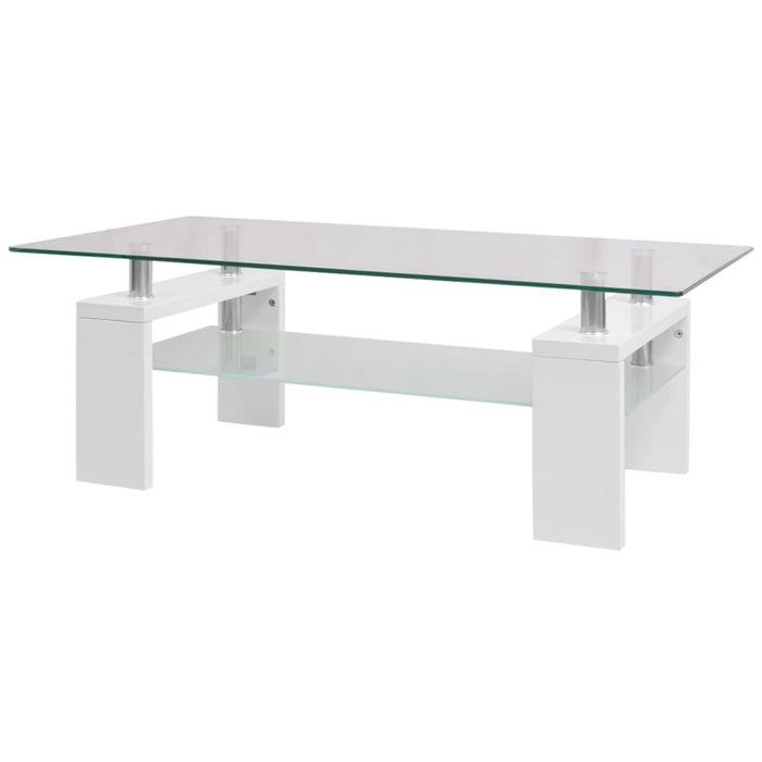 Medina Hoogglans salontafel met legplank 110x60x40 cm wit