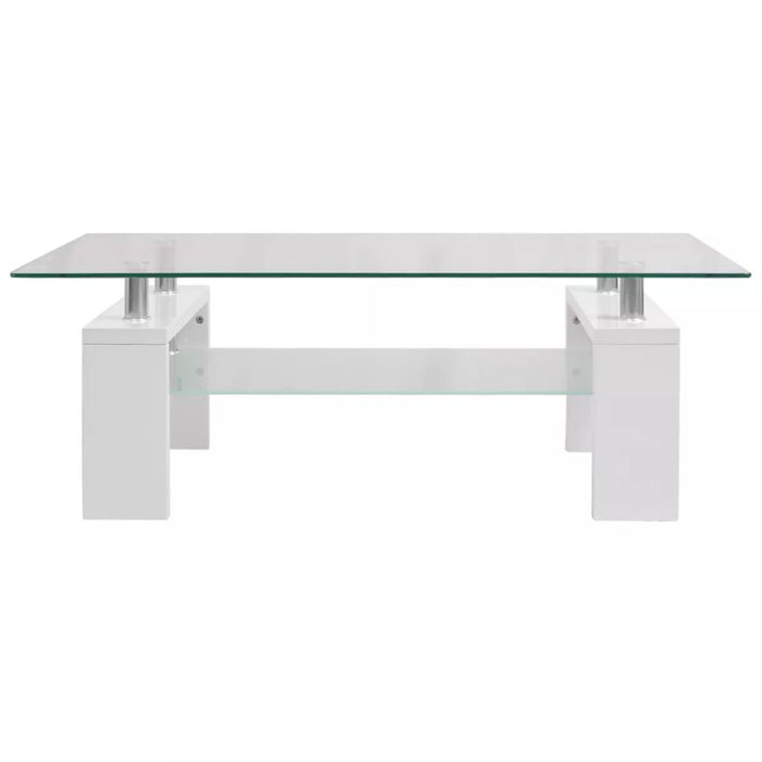 Medina Hoogglans salontafel met legplank 110x60x40 cm wit