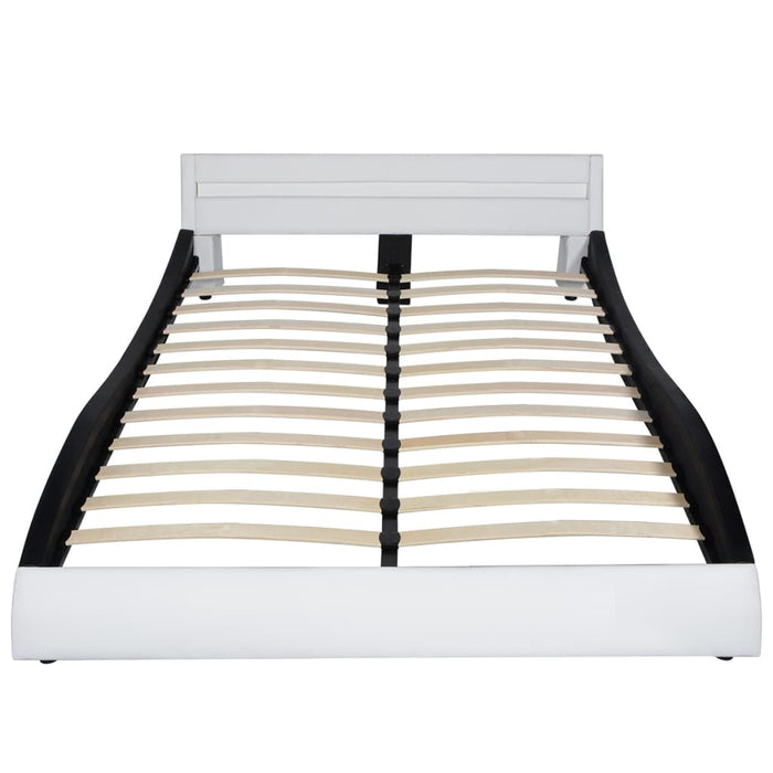 Medina Bed met matras LED kunstleer zwart en wit 140x200 cm