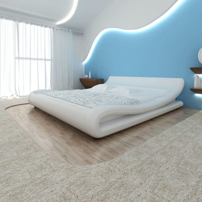 Medina Bed met matras kunstleer wit 140x200 cm