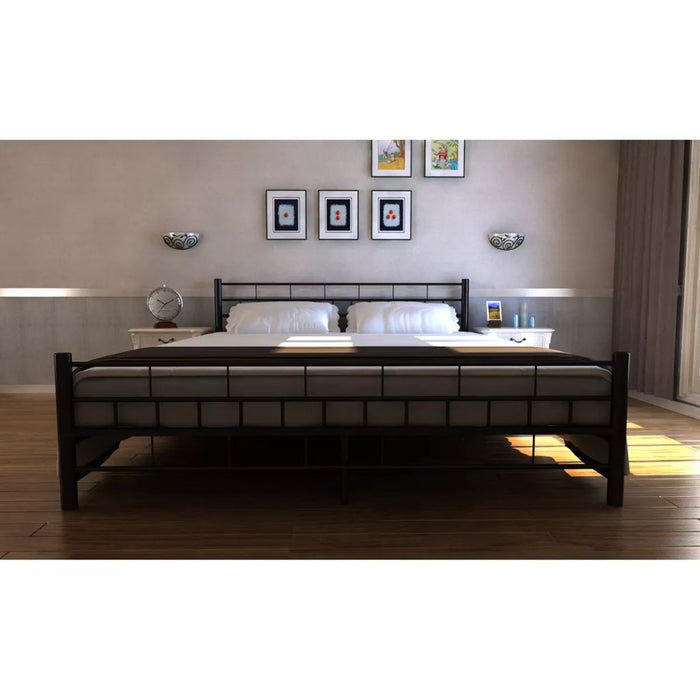 Medina Bed met traagschuim matras metaal zwart 160x200 cm