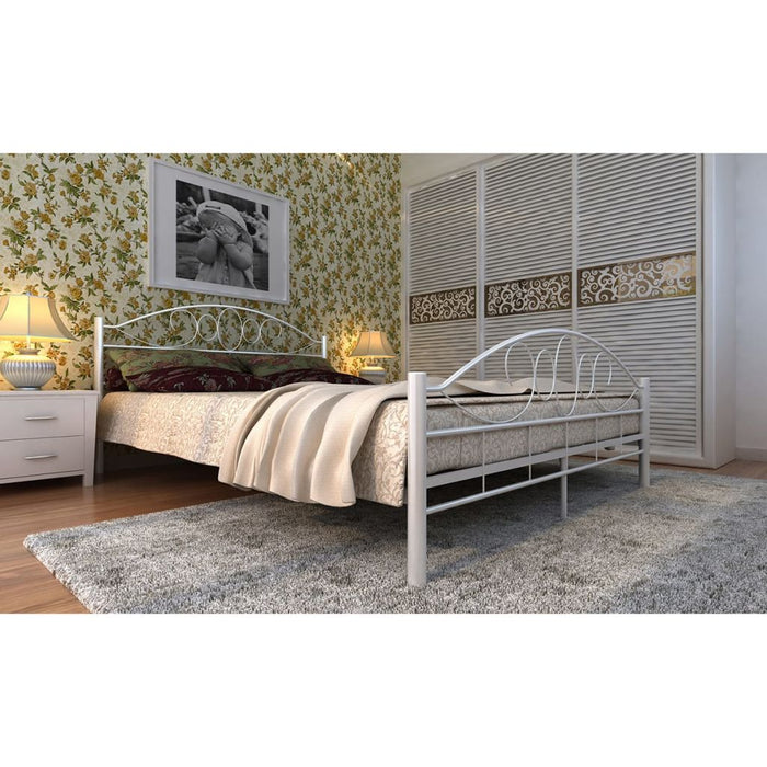 Medina Bed met traagschuim matras metaal wit 160x200 cm